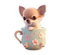 Colgante de coche para perro, dije de taza de té, llavero acrílico 2D, colgante de bolsa de dibujos animados para decoración de bolso, mochila, bonito accesorio decorativo, regalo para hombres y