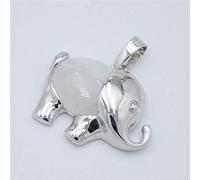 Colgante de collar de cuarzo rosa con cuentas de cristal de piedra natural de elefante animal bonito de Color plateado para mujeres y hombres, cristal blanco