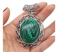 Colgante de collar de lapislázuli de color plateado de piedra natural, dijes de cristal para joyería,Malaquita