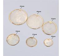 Colgante de concha blanca natural colgante de rebanada espejo encantos de madre de perla colgantes para hacer joyas pendientes collar accesorios, NO.6 45 mm, 3 piezas