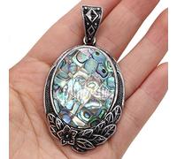 Colgante de concha de abulón de piedra Natural, cabujón, cuentas de cuarzo rosa, abalorios bohemios para collar DIY, fabricación de joyas,Concha de abulón