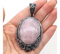 Colgante de concha de abulón de piedra Natural, cabujón, cuentas de cuarzo rosa, abalorios bohemios para collar DIY, fabricación de joyas,Cuarzo rosa