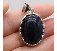 Colgante de concha de piedra Natural, cuentas de cabujón de huevo, amatistas, abalorios de concha de abulón de ojo de tigre para collar DIY,Piedra de arena azul