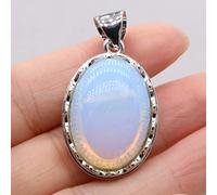 Colgante de concha de piedra Natural, cuentas de cabujón de huevo, amatistas, abalorios de concha de abulón de ojo de tigre para collar DIY,Ópalo