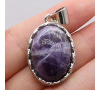 Colgante de concha de piedra Natural, cuentas de cabujón de huevo, amatistas, abalorios de concha de abulón de ojo de tigre para collar DIY,Amatista