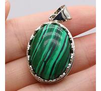 Colgante de concha de piedra Natural, cuentas de cabujón de huevo, amatistas, abalorios de concha de abulón de ojo de tigre para collar DIY,Malaquita