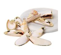 Colgante de concha natural de concha de mar para hacer joyas, collar, pulsera, aretes, estilo31, 2 piezas