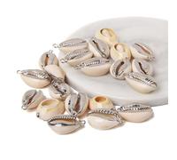 Colgante de concha natural de concha de mar para hacer joyas, collar, pulsera, aretes, estilo33, 5 piezas