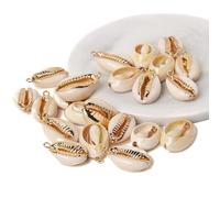 Colgante de concha natural de concha de mar para hacer joyas, collar, pulsera, aretes, estilo34, 2 piezas