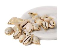 Colgante de concha natural de concha de mar para hacer joyas, collar, pulsera, aretes, estilo35, 2 piezas