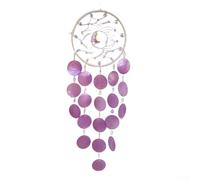 Colgante de concha y para campanilla de viento de piedra de cristal para exteriores para decoración de jardín, proporciona sonidos suaves para mejorar la relajación (morado)