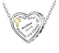 Colgante de corazón con colgante de corazón religioso | Colgante religioso de amor cristiano para Navidad o día de la madre, riferimento alla descrizione, Cobre, Consulte la descripción