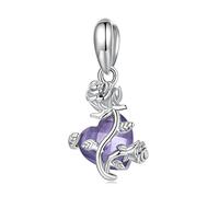 Colgante de corazón con forma de rosa para pulseras Pandora, plata de ley 925 con circonitas cúbicas, para mujeres y niñas, Zirconia cúbica, Circonita cúbica