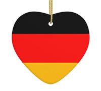 Colgante de corazón de cerámica de Navidad con diseño de bandera de Alemania HJFCZH con impresiones suaves y brillantes para decoración del hogar y supermercado
