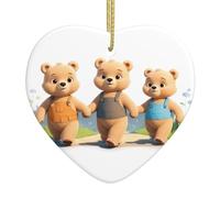 Colgante de corazón de cerámica de Navidad con texto en inglés «YYHWHJDE The Friendship of the Three Little Bears», decoración de Navidad para árbol de Navidad, supermercado, hogar