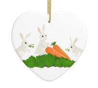 Colgante de corazón de cerámica de Navidad para colgar en YYHWHJDE una zanahoria animada tirando concurso imagen decoración de Navidad para árbol de Navidad, supermercado hogar