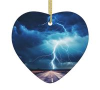 Colgante de corazón de cerámica de Navidad para colgar WHJSSF Lightning en un flash, decoración de Navidad para árbol de Navidad, supermercado, hogar