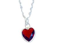 Colgante de corazón de rubí natural rojo facetado de 5 mm, plata de ley 925, con cadena tipo cable de 45 cm. Amor, pasión, energía, fuerza y vitalidad. Regalo para mujeres y hombres | gmpd_0093