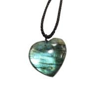 Colgante de corazón - Joyería de cristal de labradorita, dije de piedra de palma natural, colgante de piedra hecho a mano con acabado que cambia de color y textura pulida suave, regalo de joyería