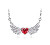 Colgante de corazón Nacklace Woman Collares Femme Decorado con Cristales de ala de ángel Nacklace Collar Joyería