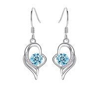 Colgante de corazón y pendientes para mujer, cristal de temperamento para mujer, plata de ley, Einheitsgröße, Cobre