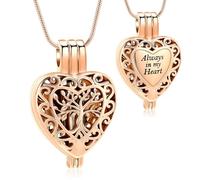 Colgante de cremación para cenizas, collar de urna de corazón hueco para cenizas Always in My Heart, joyería de cremación, colgante conmemorativo, tarro de recuerdo, collar de regalo, Acero