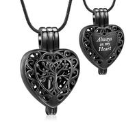 Colgante de cremación para cenizas, collar de urna de corazón hueco para cenizas Always in My Heart, joyería de cremación, colgante conmemorativo, tarro de recuerdo, collar de regalo, Acero
