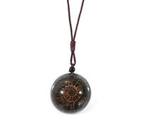 Colgante de cristal natural en espiral ajustable de resina de amonita, símbolos, collar, piedras preciosas, joyería, pirita