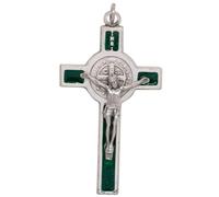 Colgante de crucifijo de San Benito, incluye estuche y tarjeta informativa, patrón de los estudiantes y Europa, gran regalo católico para primera comunión y confirmación, Metal, No es una piedra