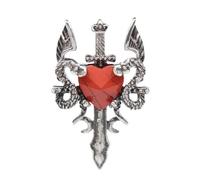 Colgante de Cruz con Forma de Espada de dragón de Doble ala en Forma de corazón facetado con Piedra de Cristal Natural, ópalo, ágata Negra, Personalidad, Unisex, para Uso Diario, Cadena de suét