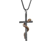 Colgante de cruz de serpiente dorada en plata de ley S925, collar con colgante de cruz de serpiente dorada en plata de ley para hombres y mujeres