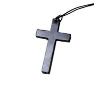 Colgante de cruz de Shungit de Karelia, accesorio de joyería de piedra natural