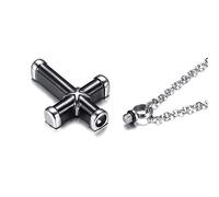 Colgante de Cruz Hueca para Hombres y Mujeres, Collar, urna de cremación Conmemorativa, joyería Unisex Elegante, Gato con Memoria para Mascotas