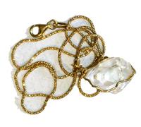 Colgante de cuarzo de diamantes Herkimer transparente en forma de diamante, chapado en oro de plata 925 envuelto en alambre, collar de piedra natural, Mediano, Herkimer (cuarzo) diamante en bruto