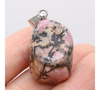 Colgante de cuarzo rosa con gema de piedra Natural, artesanías hechas a mano, collar con abalorio DIY, joyería,Rodonita Línea Negra
