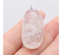 Colgante de cuarzo rosa con gema de piedra Natural, artesanías hechas a mano, collar con abalorio DIY, joyería,Cuarzo claro