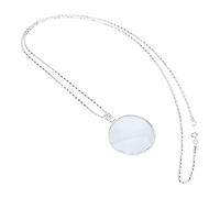 Colgante de Cuello Lectura de Lupa, Colgante de Lupa 5X para Libros de Lectura de periódicos artesanales Accesorio de joyería de Aguja (Plata)