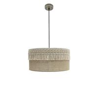 Colgante de cuero con pasamanería, 2xE27, 50x50 cm, ideal para decoración de interiores y ambientación de espacios.