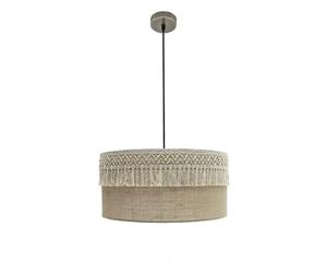Colgante de cuero con pasamanería, 2xE27, 50x50 cm, ideal para decoración de interiores y ambientación de espacios.