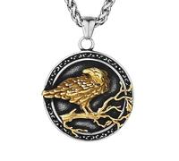 Colgante de cuervo vikingo para hombre, collar de círculo de cuervo nórdico, collar celta de Odin con rama de árbol, águila gótica, joyería para hombre