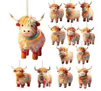 Colgante de de Las Tierras Altas, Accesorios para el Interior del Coche, Dije acrílico 2D, Espejo retrovisor, Colgante de de Las Tierras Altas, Decoraciones acrílicas para Colgar en