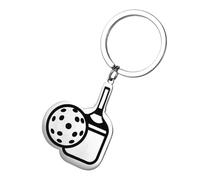 Colgante de de remo de acero inoxidable, llavero de raqueta de pickleball, llavero pequeño, deportivo, regalo para entusiastas de la pala, identificación del equipo, a, Refer to