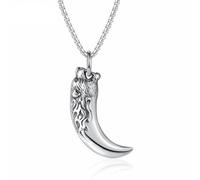 Colgante de diente de lobo vikingo para hombre, diseño de cabeza de lobo aullando