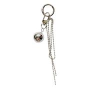 Colgante de esfera grande de metal vintage llamativo con esfera plateada para colgar, accesorio sofisticado para llavero, talla única
