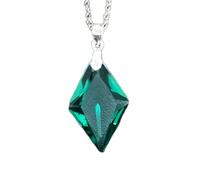 Colgante de esmeralda natural facetada de 35 x 22 mm en forma de cometa azul. Collar trillón de plata de ley 925 con cadena tipo cable de 45 cm. Regalo para la sabiduría, el amor, la armonía y la