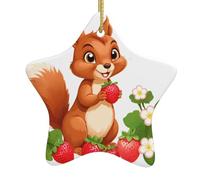 Colgante de estrella colgante de cerámica para árbol de Navidad, ardilla en fresa, flores, decoración de centros comerciales, supermercados, tiendas