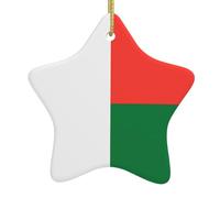 Colgante de estrella colgante de cerámica para árbol de Navidad, diseño exquisito de la bandera de WHJSSF de Madagascar, 3.1 x 3.1 pulgadas