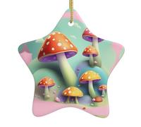 Colgante de estrella colgante de cerámica para árbol de Navidad WHJDPP Dreamy Little Mushroom Printing Homes, centros comerciales, supermercados y tiendas
