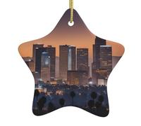 Colgante de estrella de cerámica con estampado de horizonte de Los Ángeles, para fiesta de invierno que añade un ambiente festivo y romántico