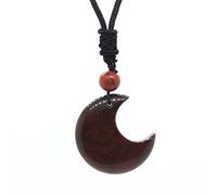 Colgante De Estrella De Luna Creciente Natural, Cadena De Cuerda Negra Hecha A Mano, Collar De Cuerda De Piedra De Cuarzo De Cristal Envuelto Para Mujer,Red Jasper Moon